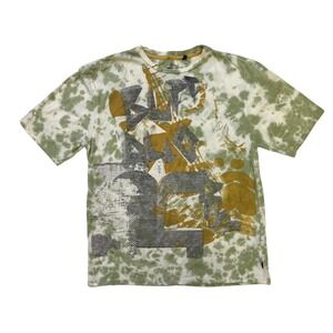 Buffalo David Bitton Graphic Tie Dye T Shirt Mens XL Green Beige Cotton